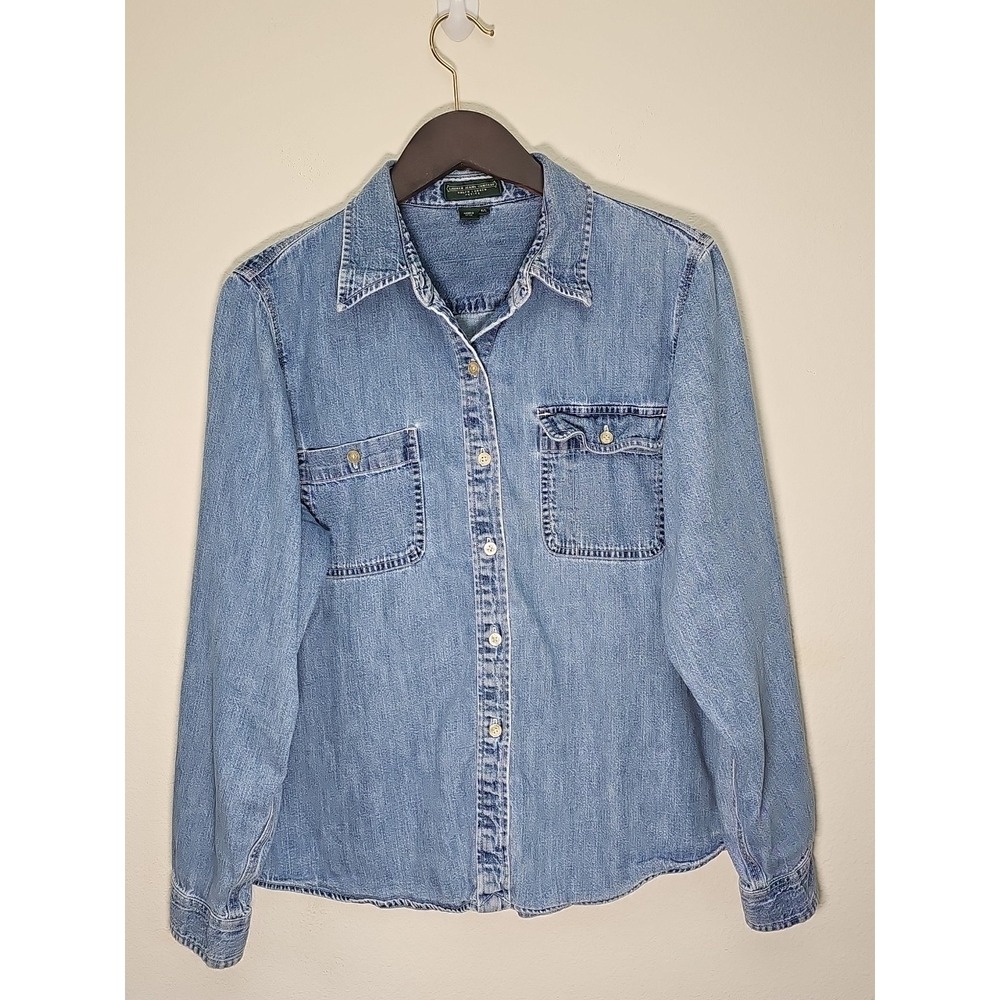 Lauren Jeans Co Ralph Lauren Long Sleeve Denim Shirt Pockets Button‎ Down SZ P/L